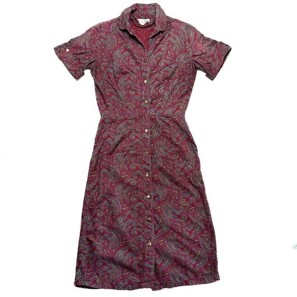 Glass Original New York Vintage Paisley Shirt Dress Multicolor Button Up 60s